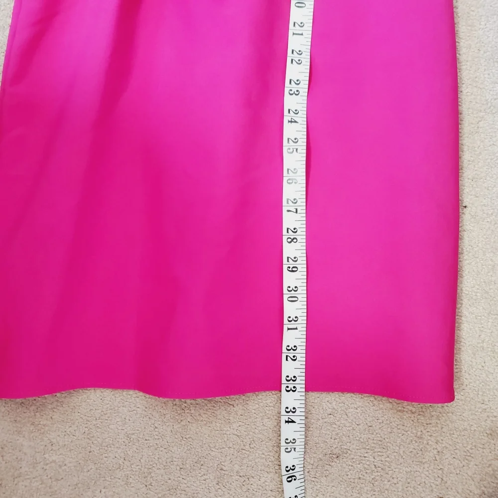 Mango Barbie Pink Mockneck Retro Ruched Tie Front Dress S - Picture 5 of 7